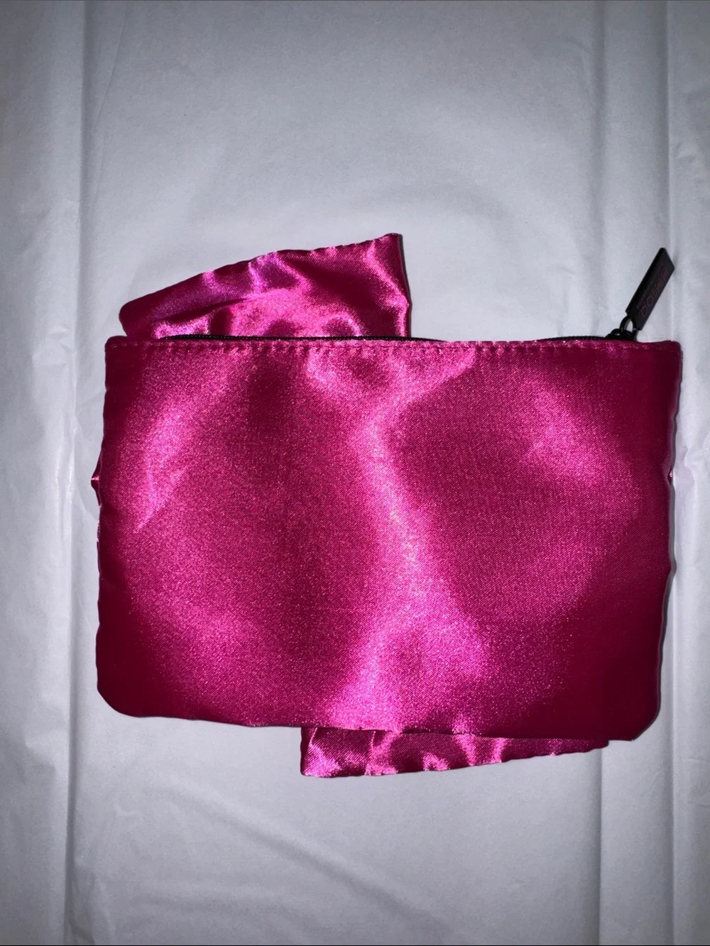 ipsy Hot Pink Satin Bow Marilyn Monroe Makeup Bag with Assorted Skincare Samples